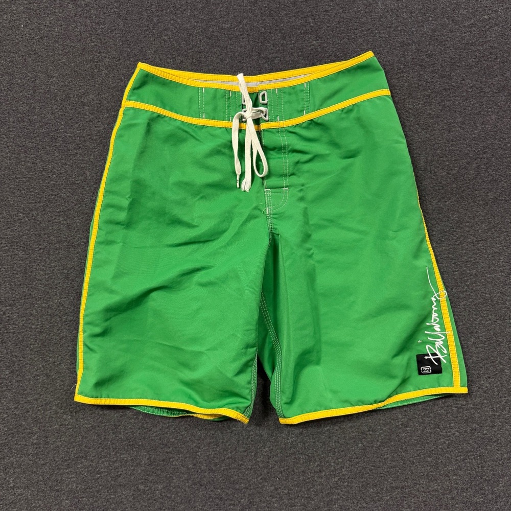 Vintage Billabong Board Shorts Mens 30 Green Yellow Good Swim Trunks Brazil